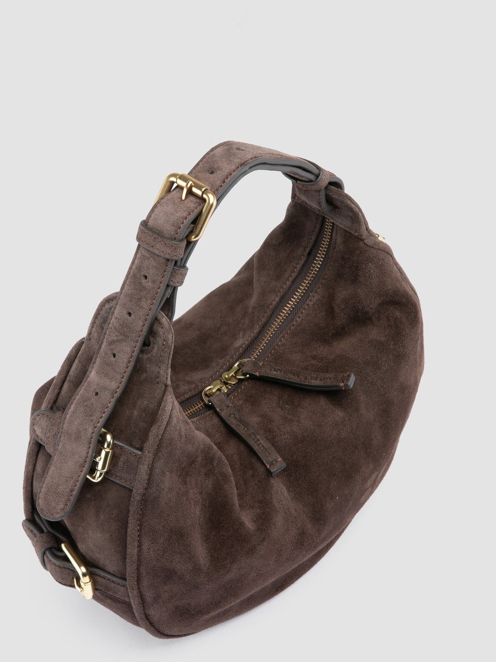 JULIE 016 - Brown Suede Shoulder Bag - image 2,side view