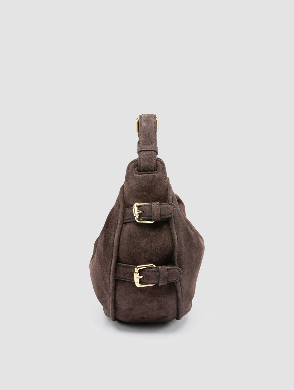 JULIE 016 - Brown Suede Shoulder Bag - image 5,side view