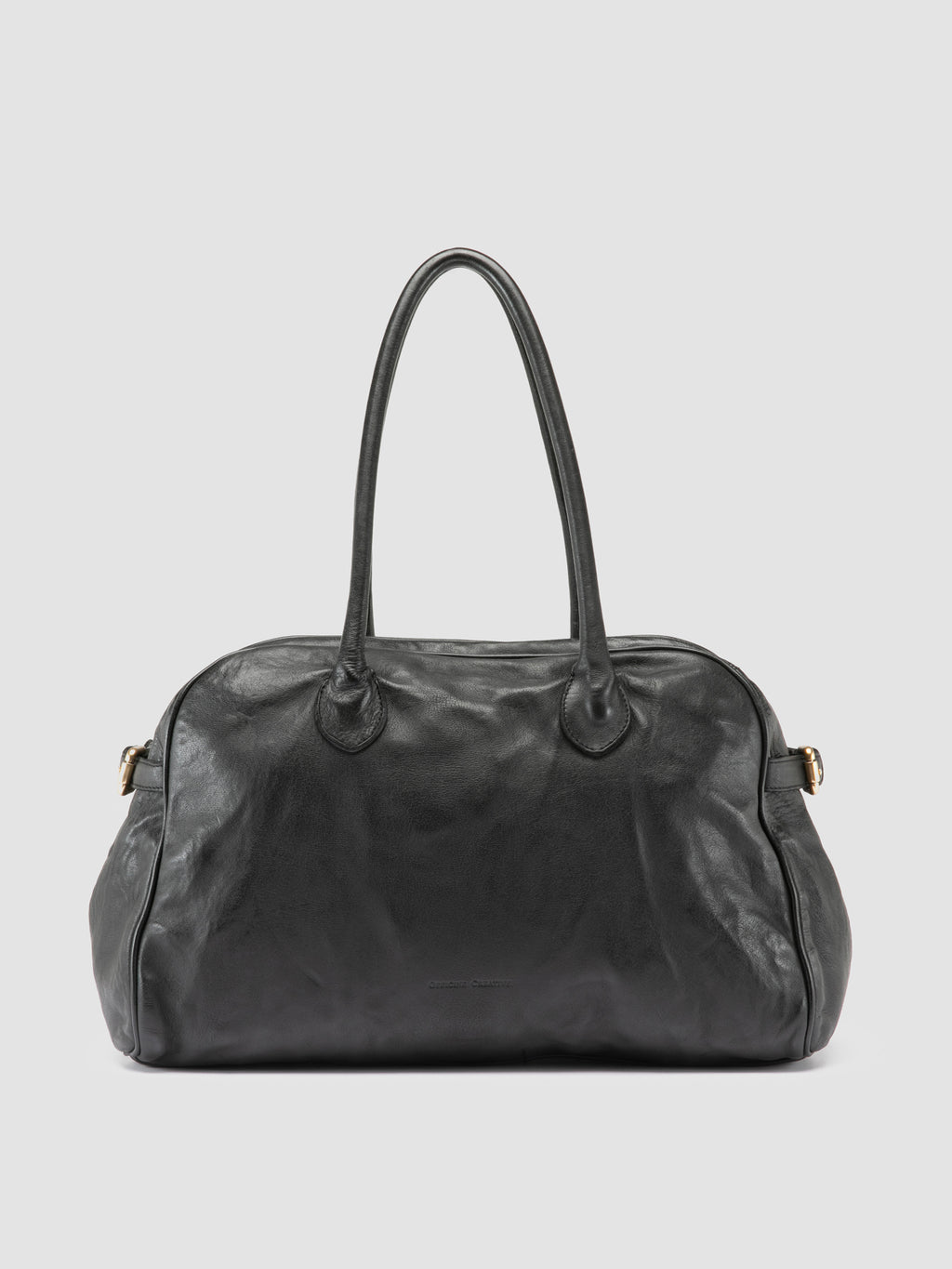JULIE 019 - Black Leather Handle Bag - image 1,side view