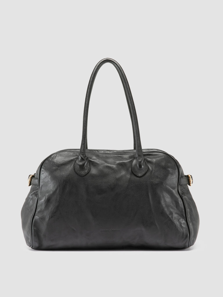 JULIE 019 - Black Leather Handle Bag