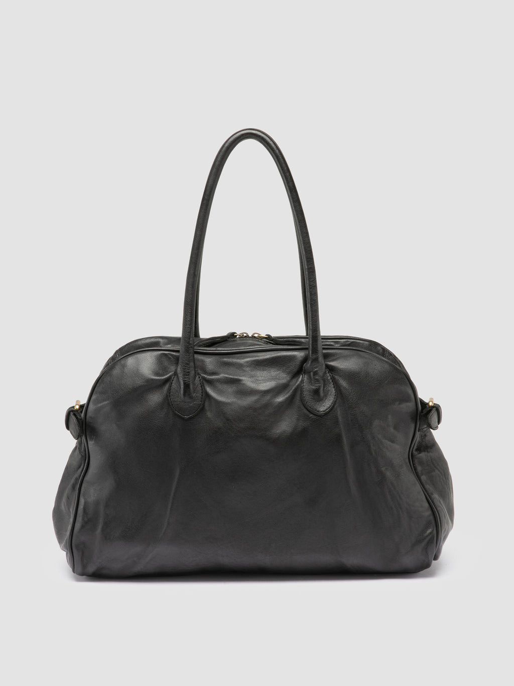 JULIE 019 - Black Leather Handle Bag - image 4,side view