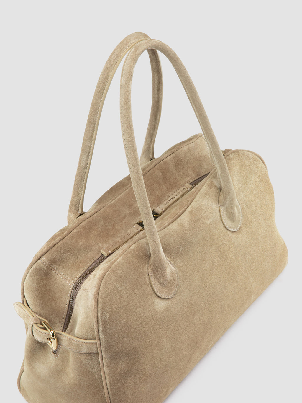 JULIE 019 - Beige Suede Handle Bag - image 2,side view