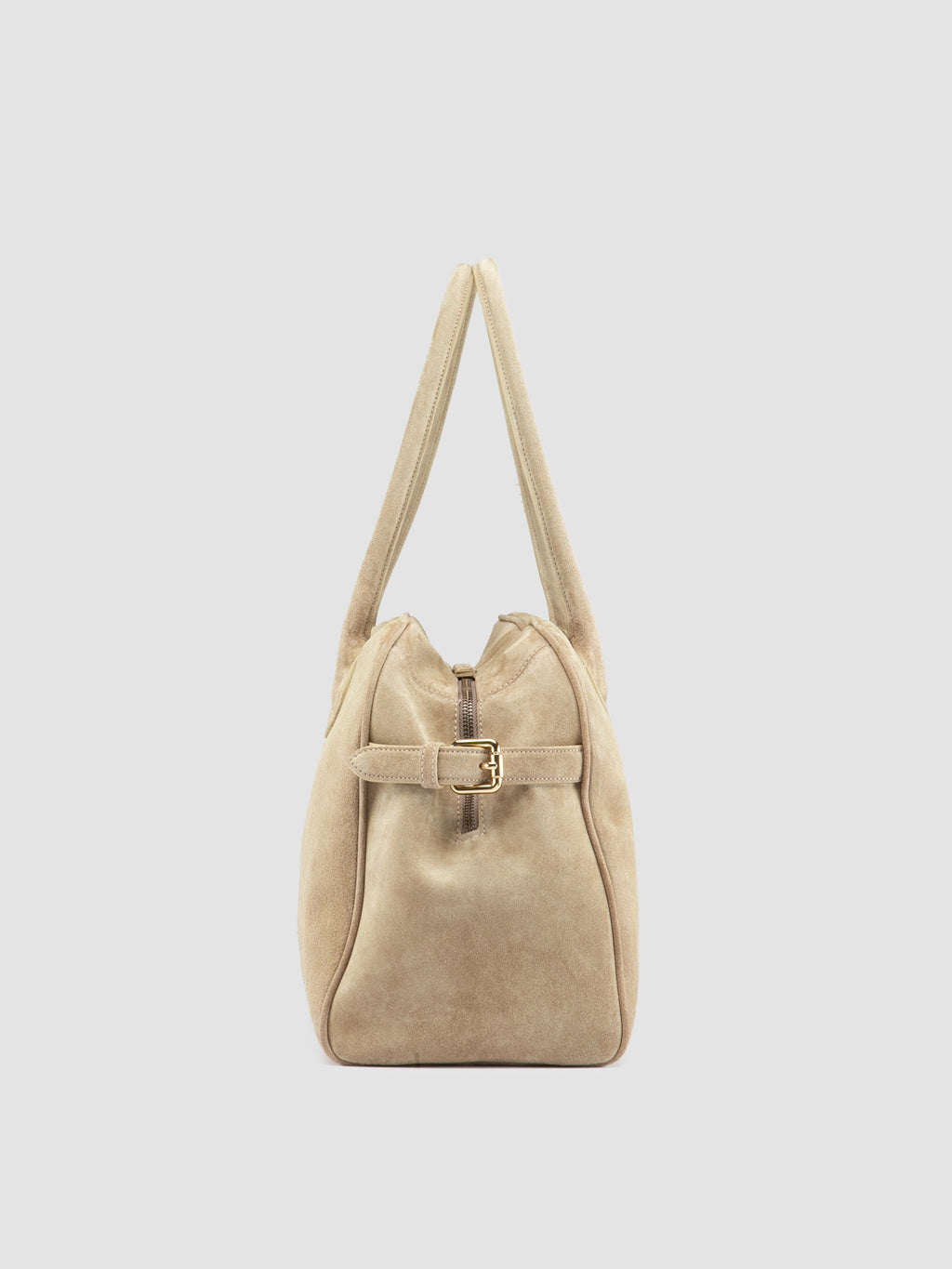 JULIE 019 - Beige Suede Handle Bag - image 3,side view