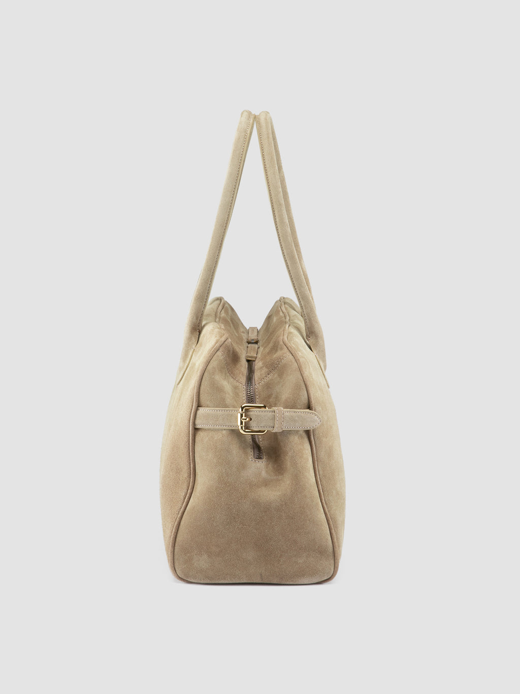 JULIE 019 - Beige Suede Handle Bag - image 5,side view