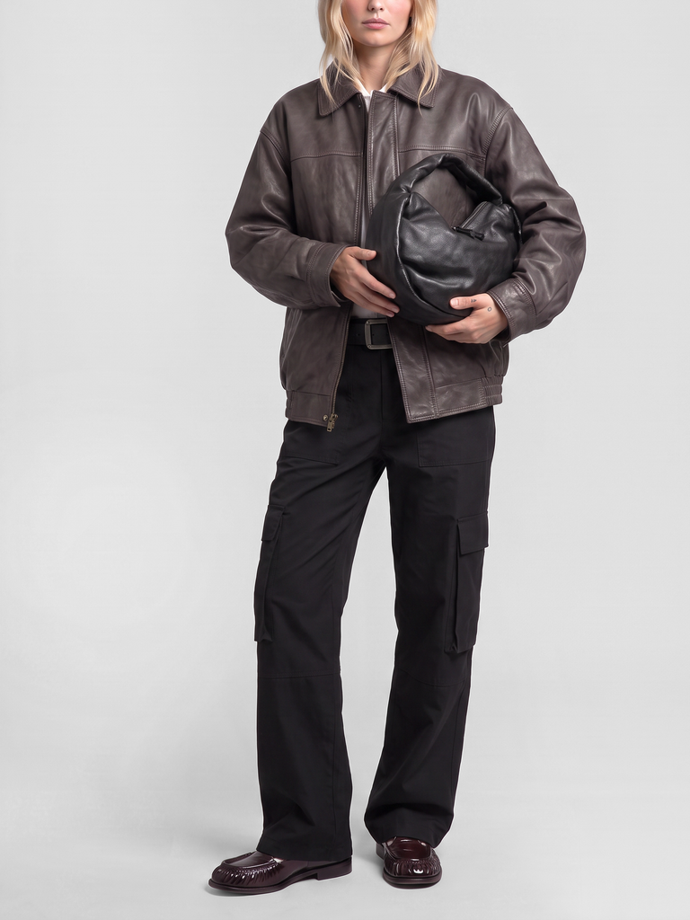 BOLINA 044 - Black Leather Shoulder Bag
