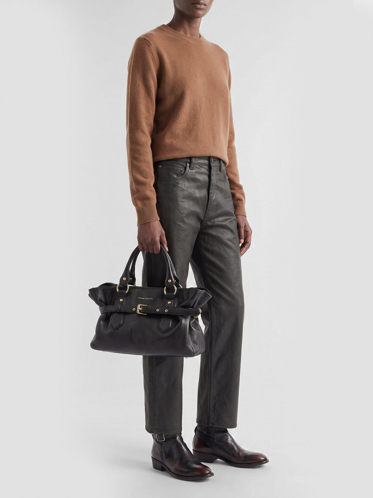 MEG 002 - Schwarze Henkeltasche aus Leder
