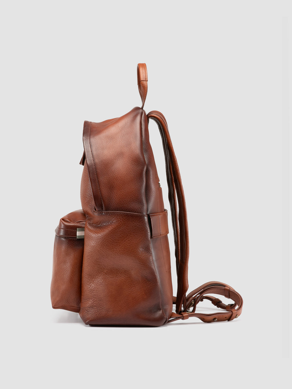 OC PACK 001 - Brown Leather Backpack - image 5,side view