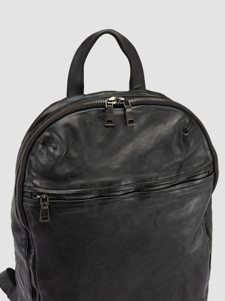 RECRUIT 019 - Black Leather Backpack-hover