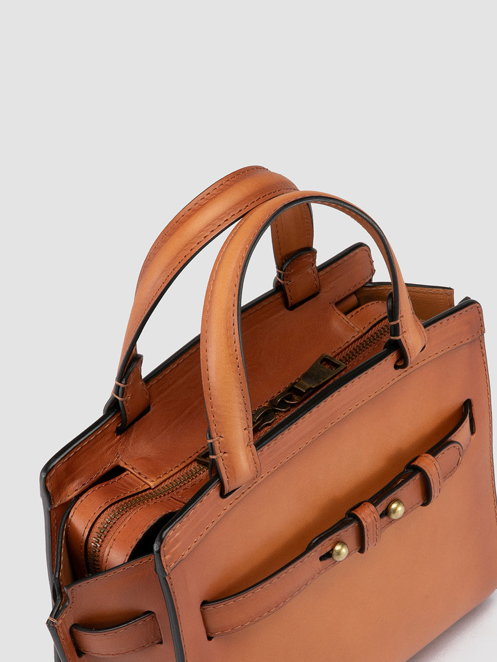 SADDLE 009 - Brown Leather Hand Bag - image 2,side view