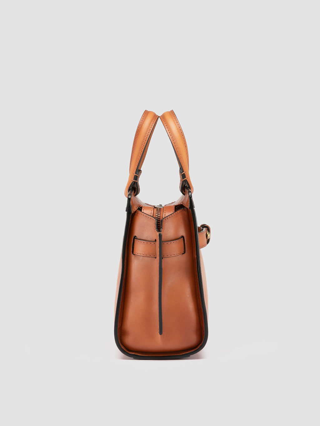 SADDLE 009 - Brown Leather Hand Bag - image 3,side view