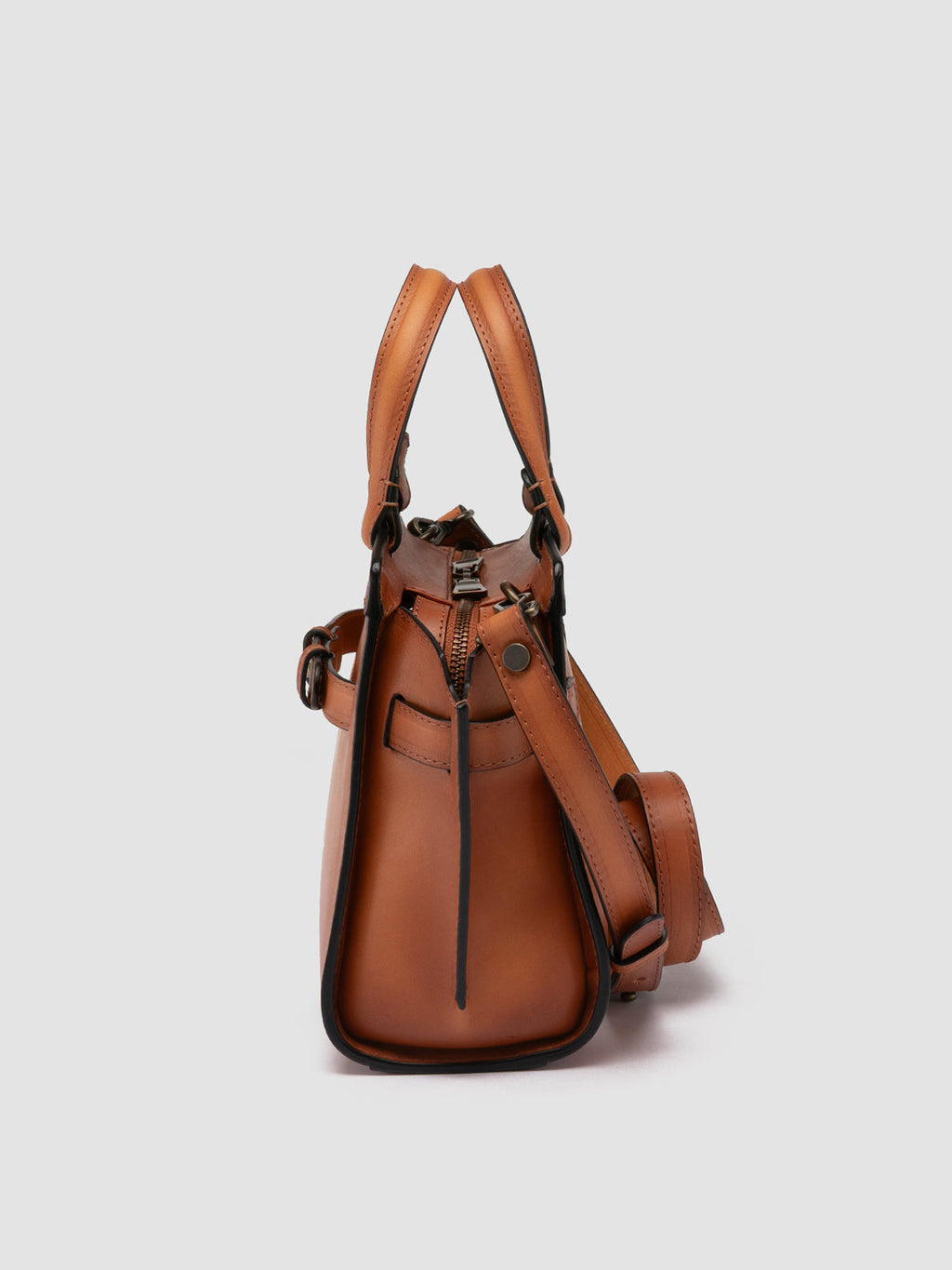 SADDLE 009 - Brown Leather Hand Bag - image 5,side view