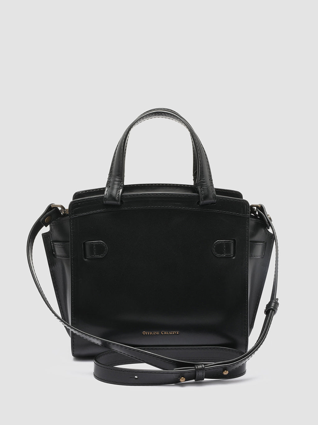 SADDLE 009 - Black Leather Hand Bag - image 4,side view