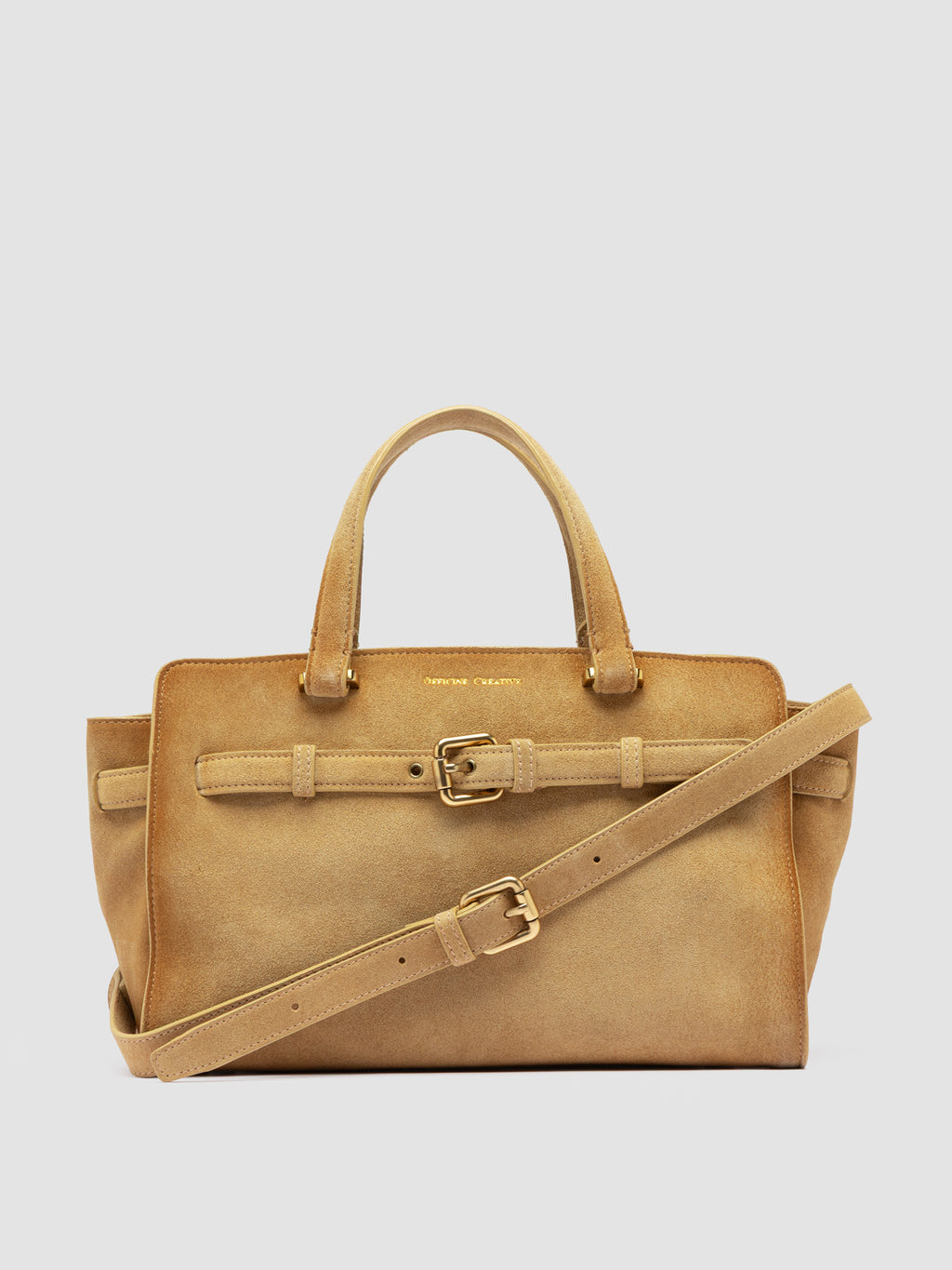 SADDLE 026 - Beige Suede Handle Bag - image 1,side view