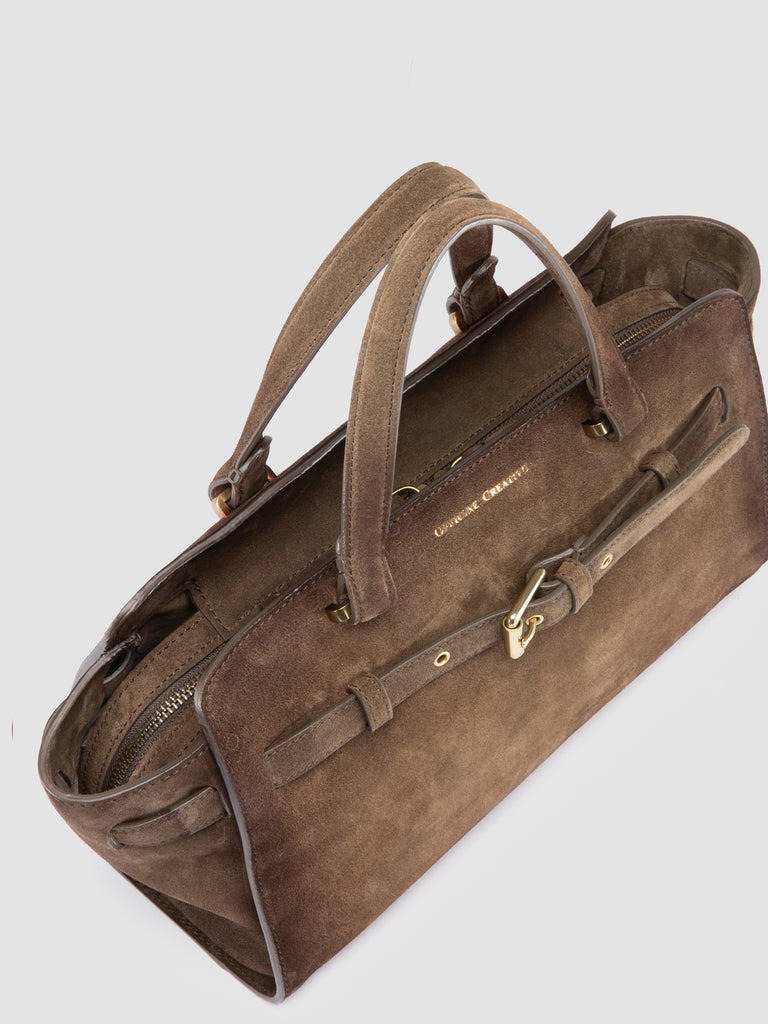 SADDLE 026 - Brown Suede Handle Bag-hover