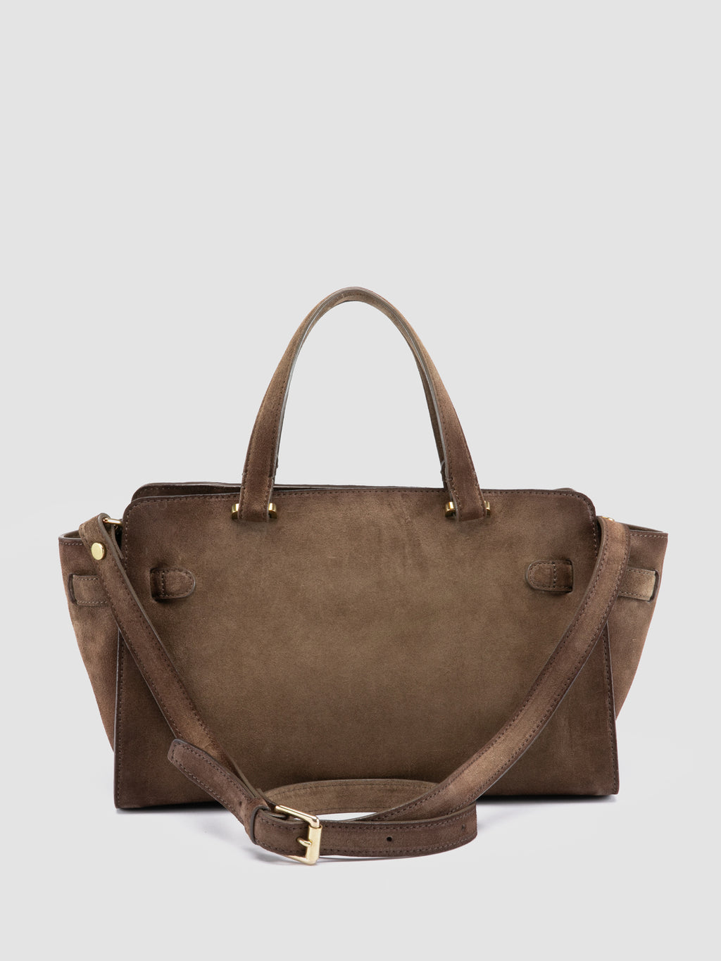 SADDLE 026 - Brown Suede Handle Bag - image 4,side view