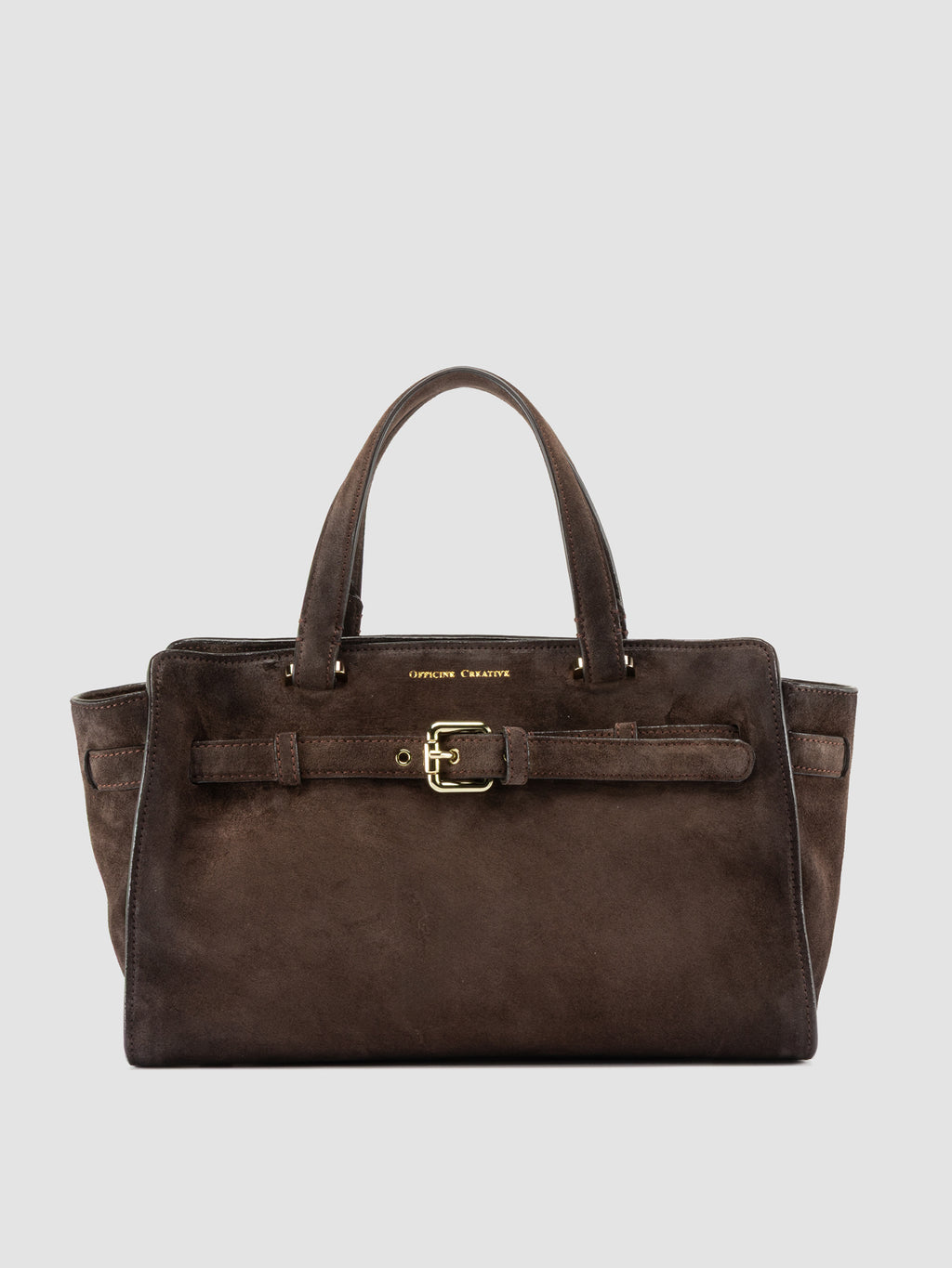 SADDLE 026 - Brown Suede Handle Bag - image 3,side view