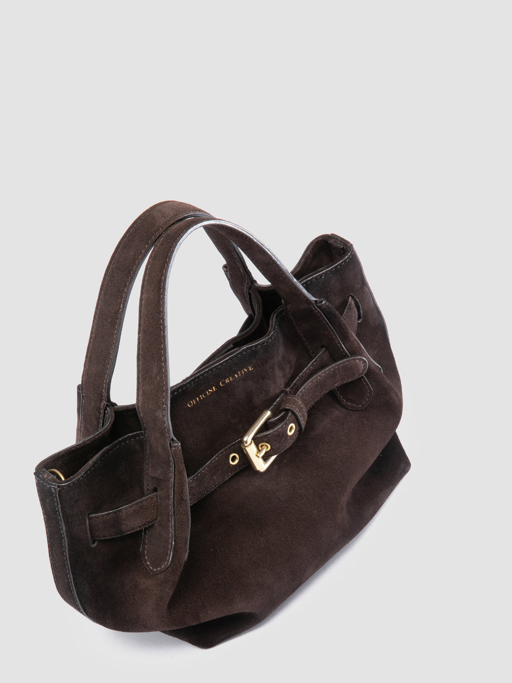 SADDLE 028 - Brown Suede Handle Bag - image 8,side view