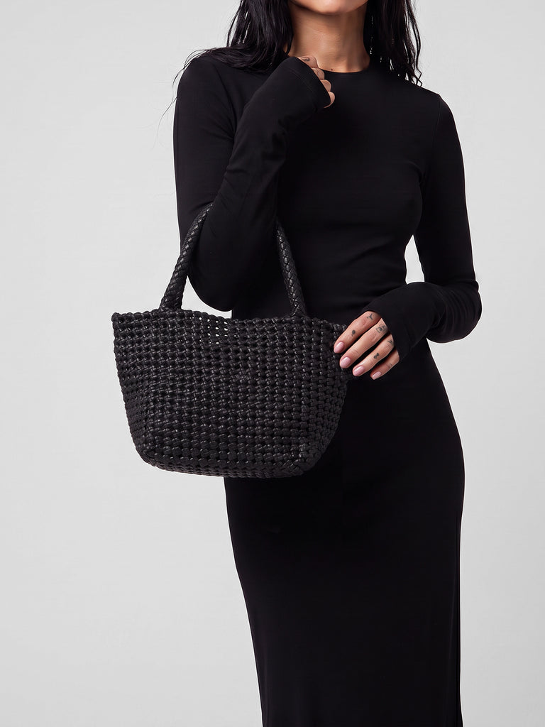 VICKY 001 - Black Leather Handle Bag