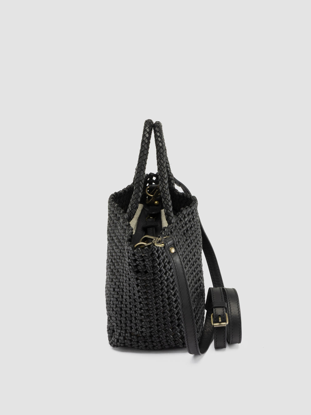 VICKY 001 - Schwarze Henkeltasche aus Leder - image 6,side view