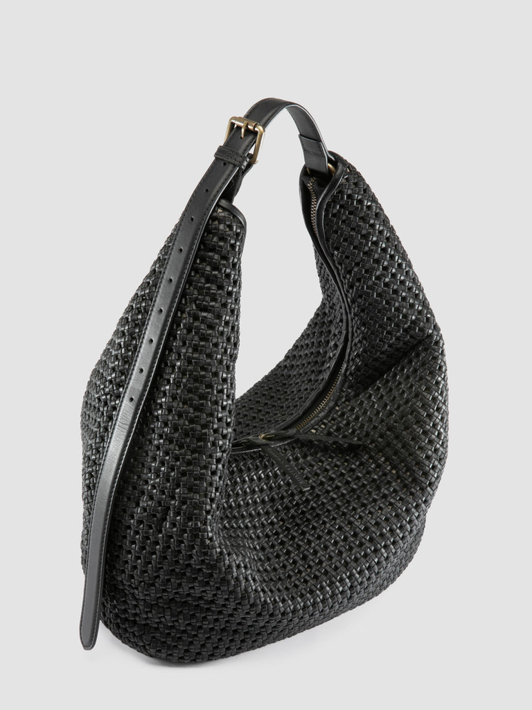 VICKY 002 - Black Leather Shoulder Bag-hover