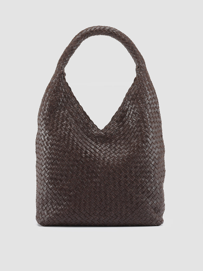 OC CLASS 063 - Dark Brown Woven Leather Shoulderbag