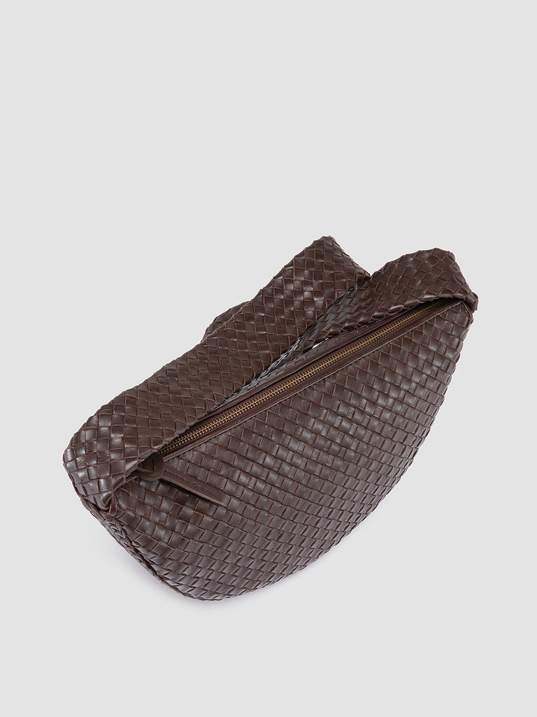 OC CLASS 068 - Brown Woven Leather Crossbody Bag