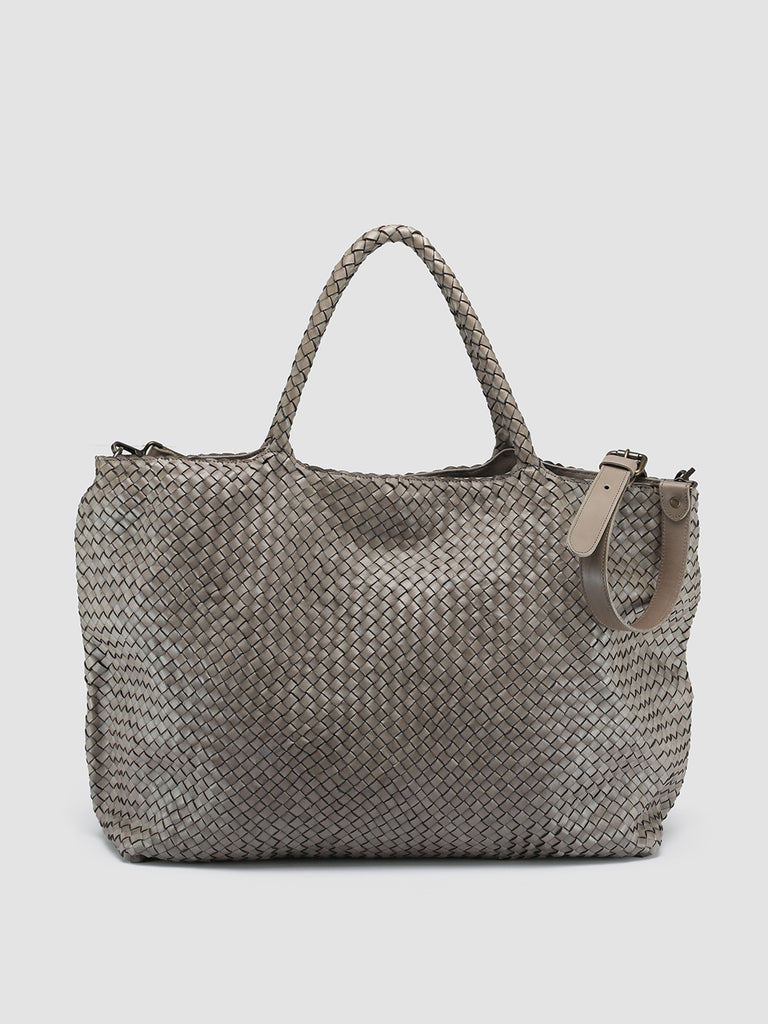 OC CLASS 3 - Taupe Woven Leather Shoulder Bag
