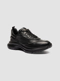 AXIS 101 - Black Leather Low Top Sneakers - thumb image 3,side view
