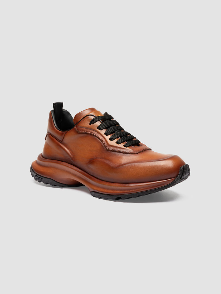 AXIS 101 - Brown Leather Low Top Sneakers