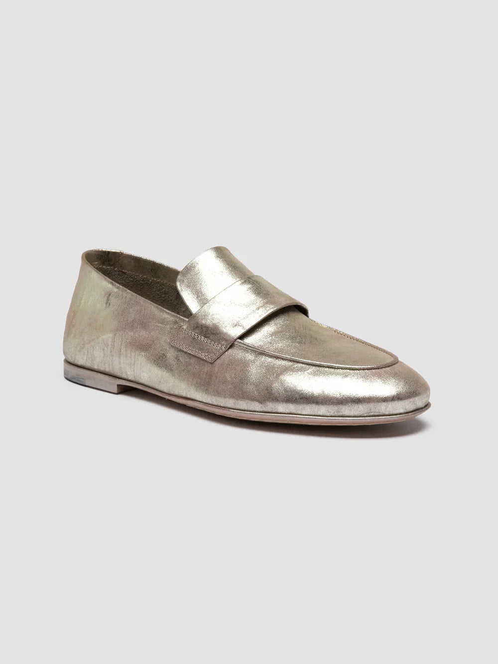 BLAIR 001 - Gold Leather  Penny Loafers - image 3,side view