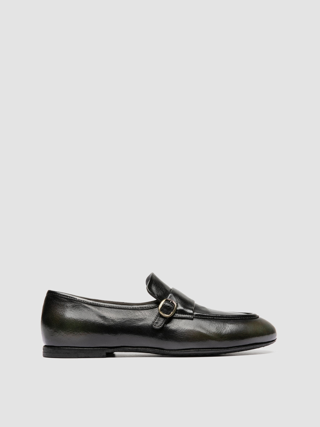 BLAIR DD 003_W - Green Leather Penny Loafers - image 1,side view