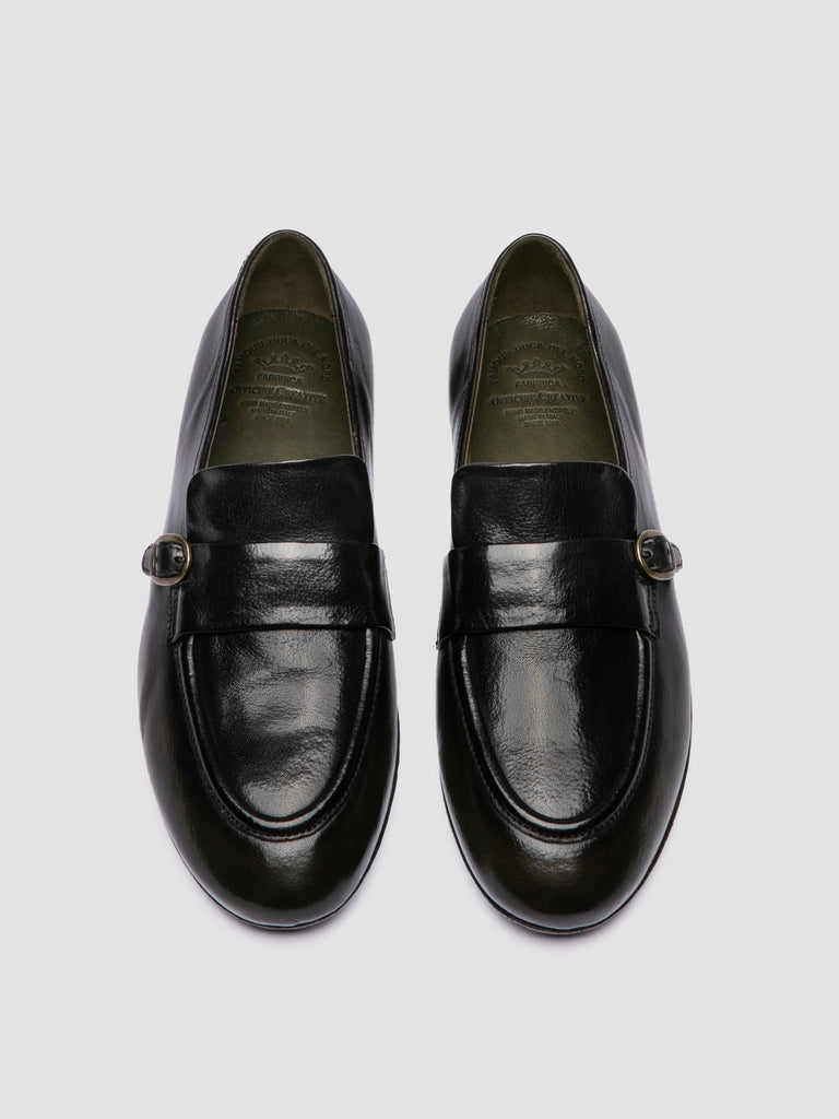 BLAIR DD 003_W - Green Leather Penny Loafers