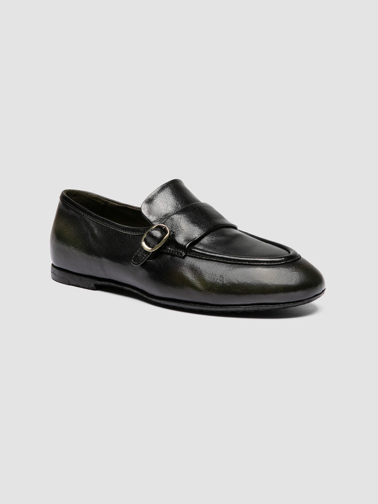 BLAIR DD 003_W - Green Leather Penny Loafers