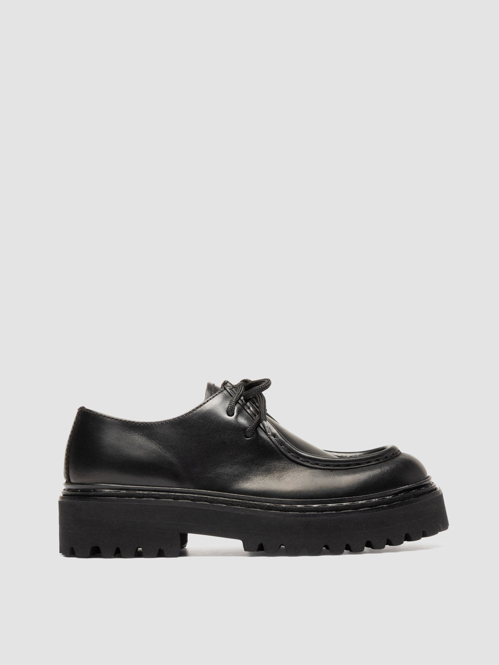 BLOSSOM 001 - Black Leather Derby Shoes - image 1,side view