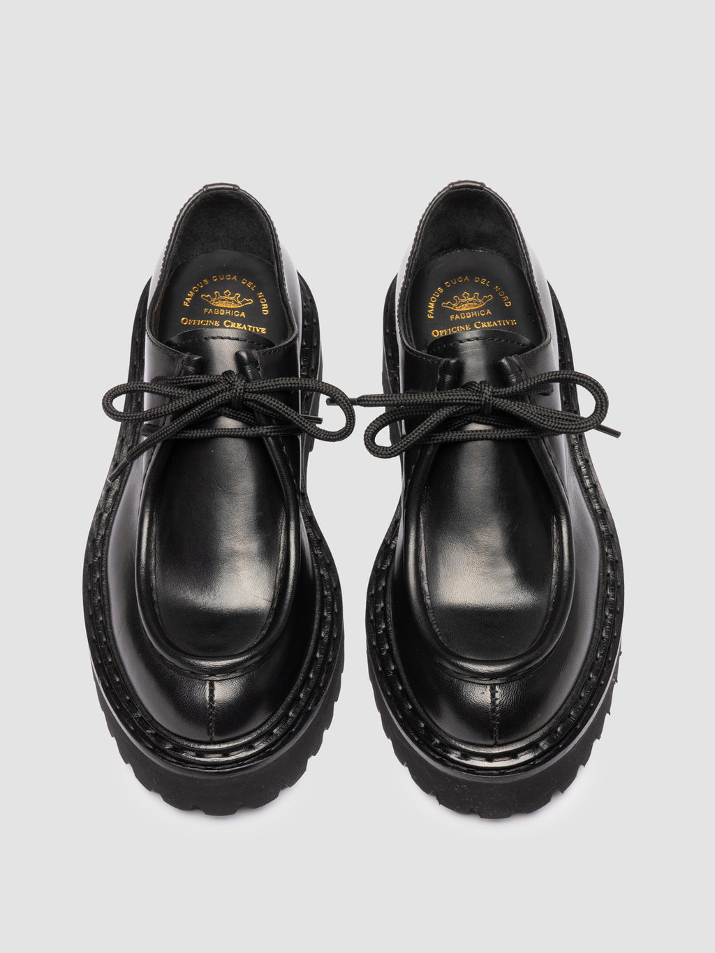 BLOSSOM 001 - Black Leather Derby Shoes - image 2,side view