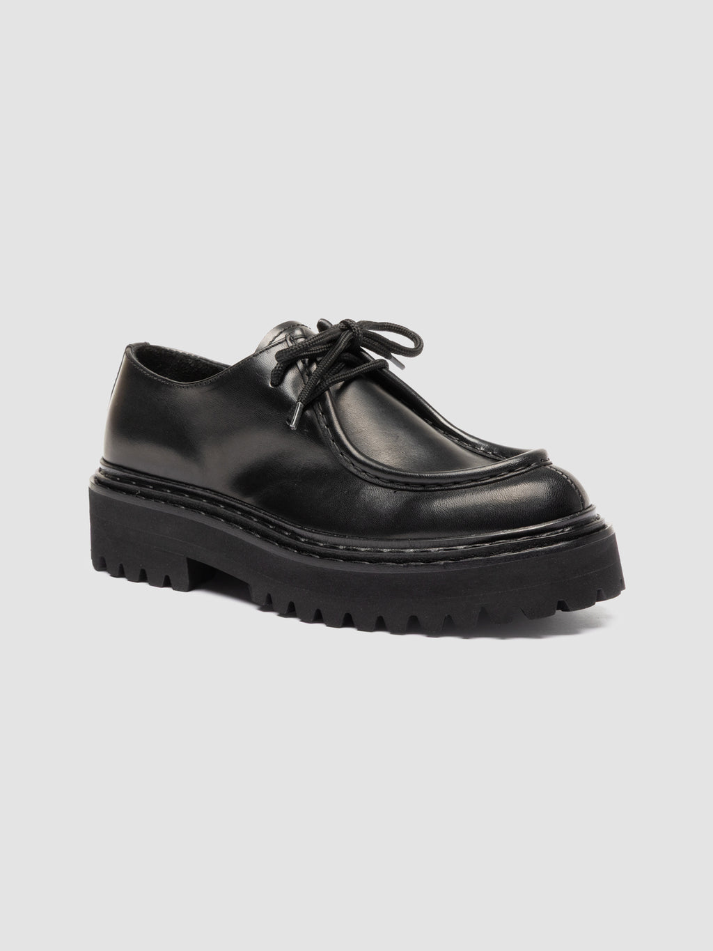 BLOSSOM 001 - Black Leather Derby Shoes - image 3,side view