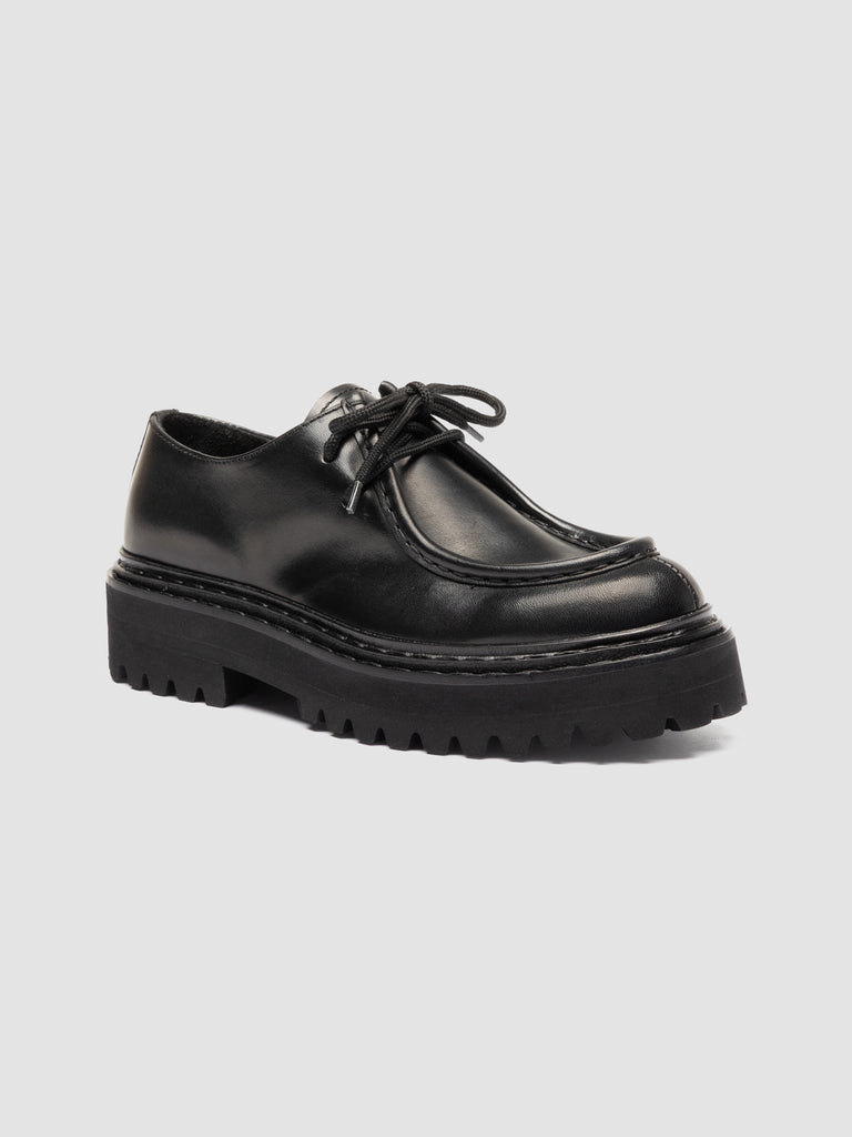 BLOSSOM 001 - Black Leather Derby Shoes