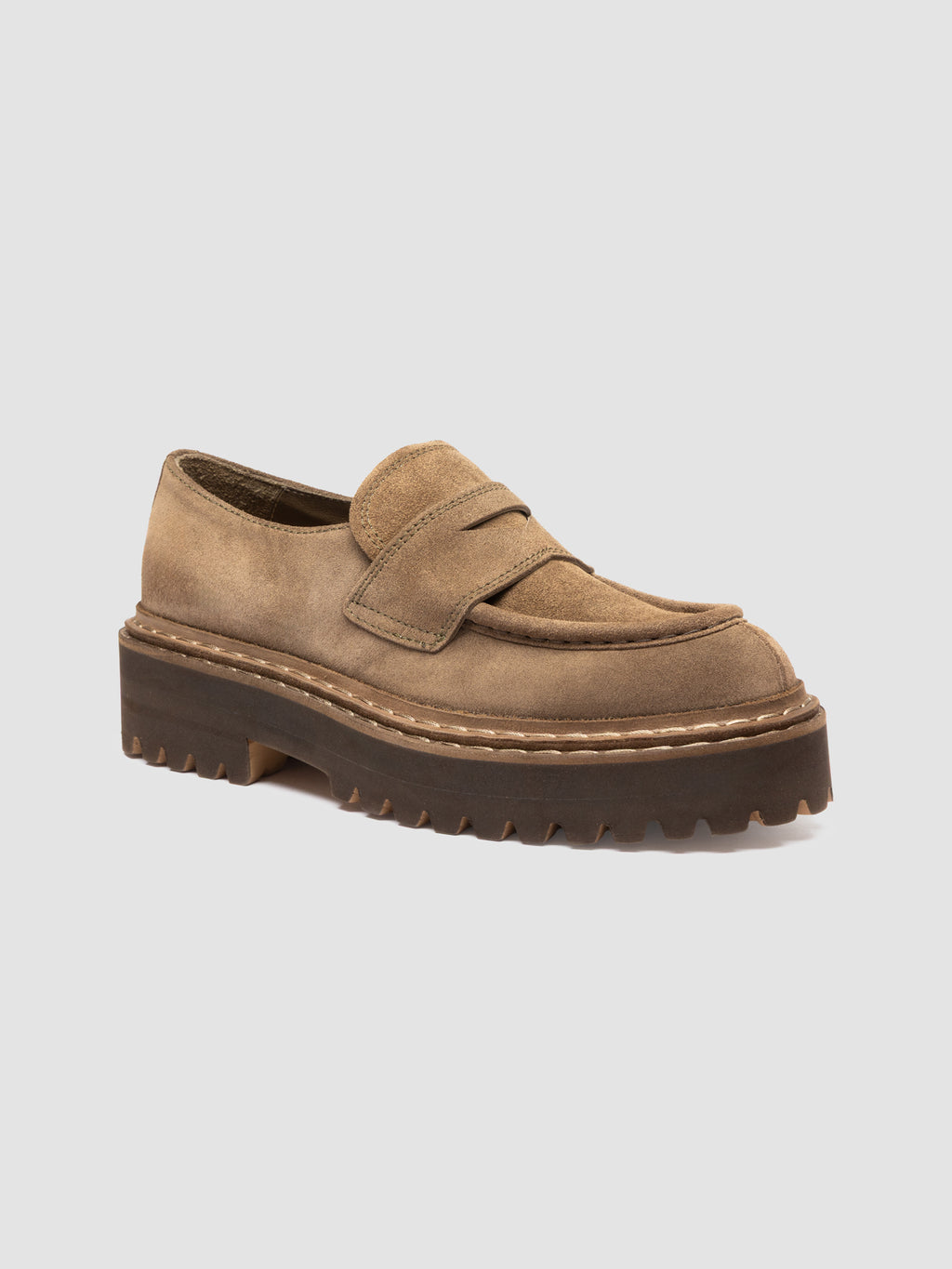 BLOSSOM 015 - Brown Suede Penny Loafers - image 3,side view