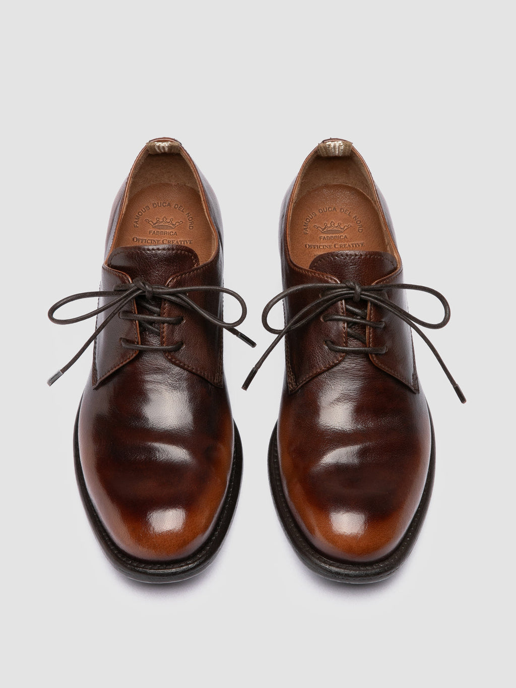 CALIXTE 068 - Brown Leather Derby Shoes - image 2,side view