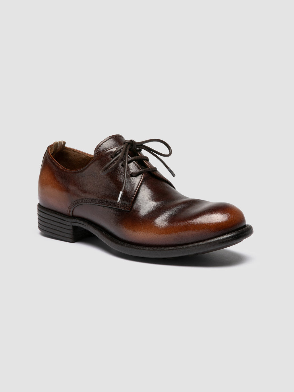 CALIXTE 068 - Brown Leather Derby Shoes - image 3,side view