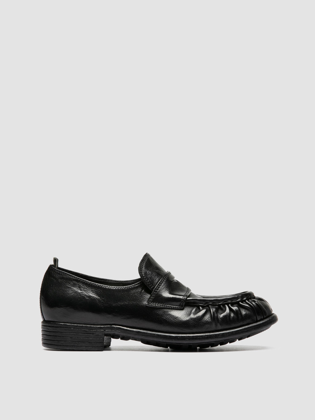 CALIXTE 085 - Black Leather Penny Loafers - image 1,side view