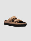 CHORA 101 - Taupe Leather Slide Sandals - thumb image 3,side view