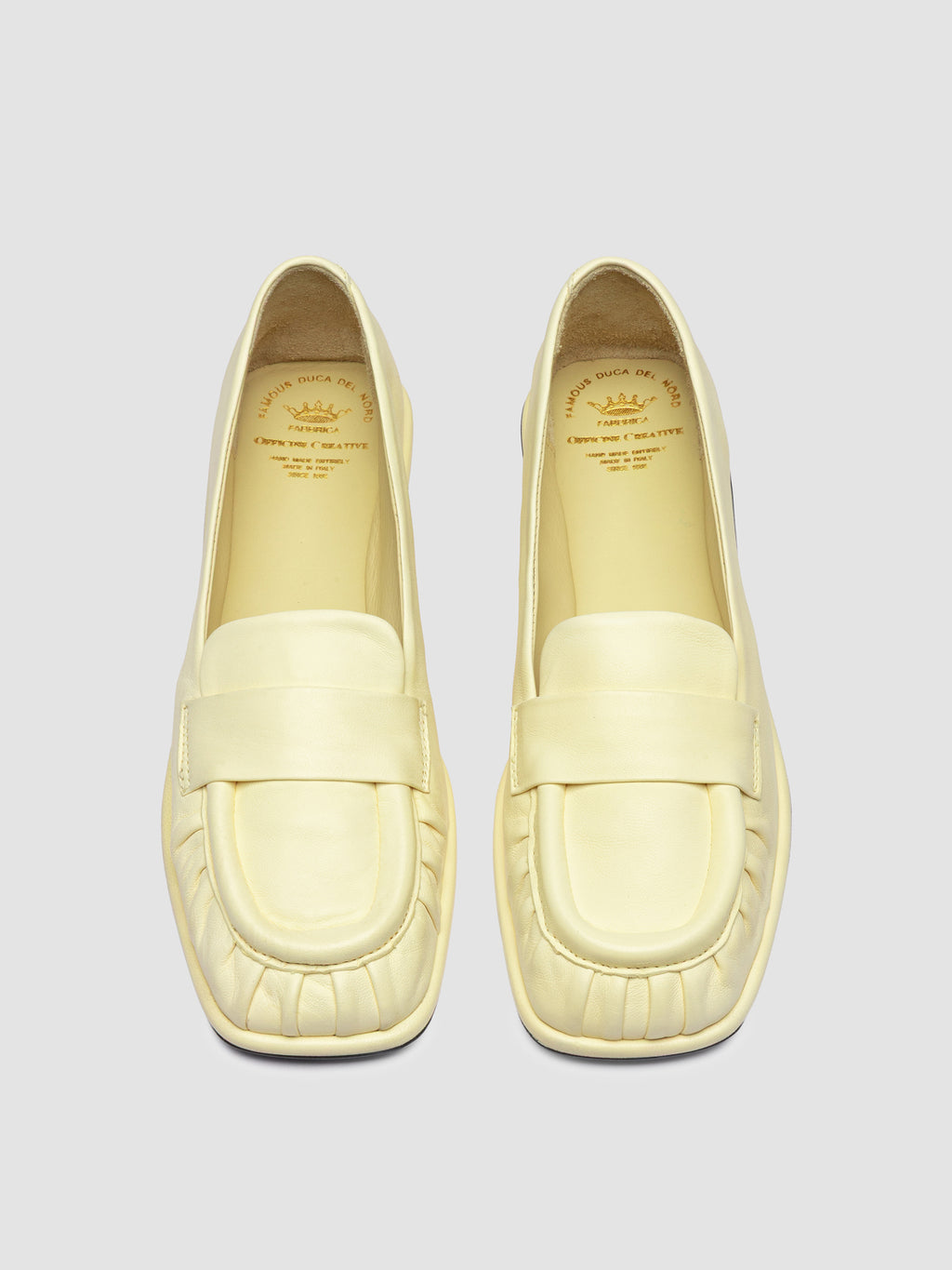CLOVER 002 - Yellow Leather Penny Loafers - image 2,side view