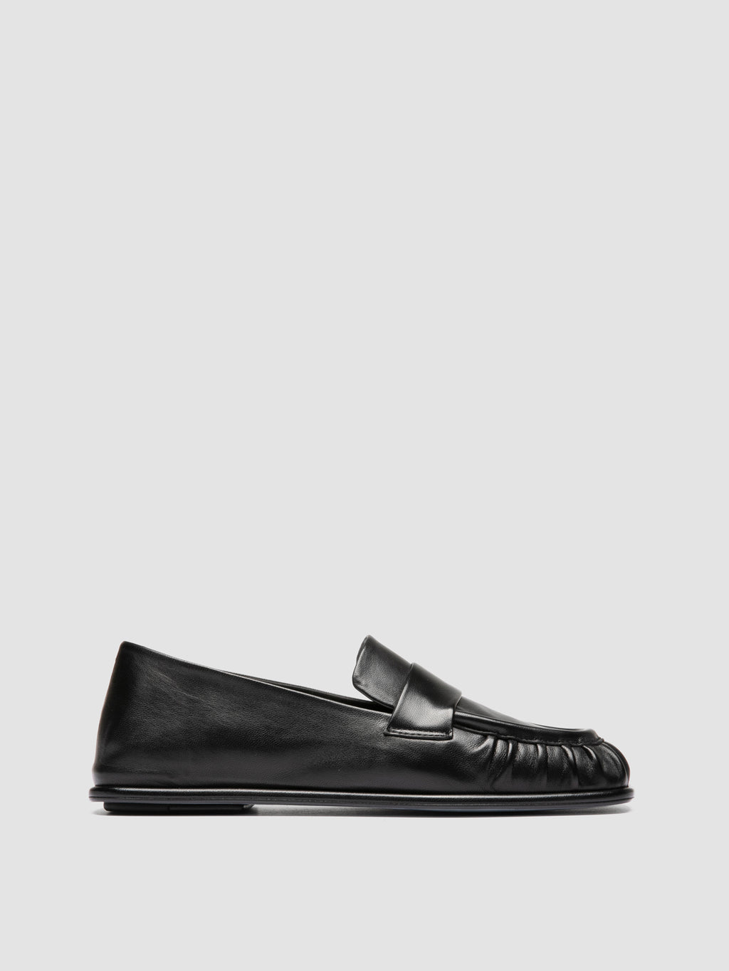 CLOVER 005_W - Black Leather Penny Loafers - image 1,side view