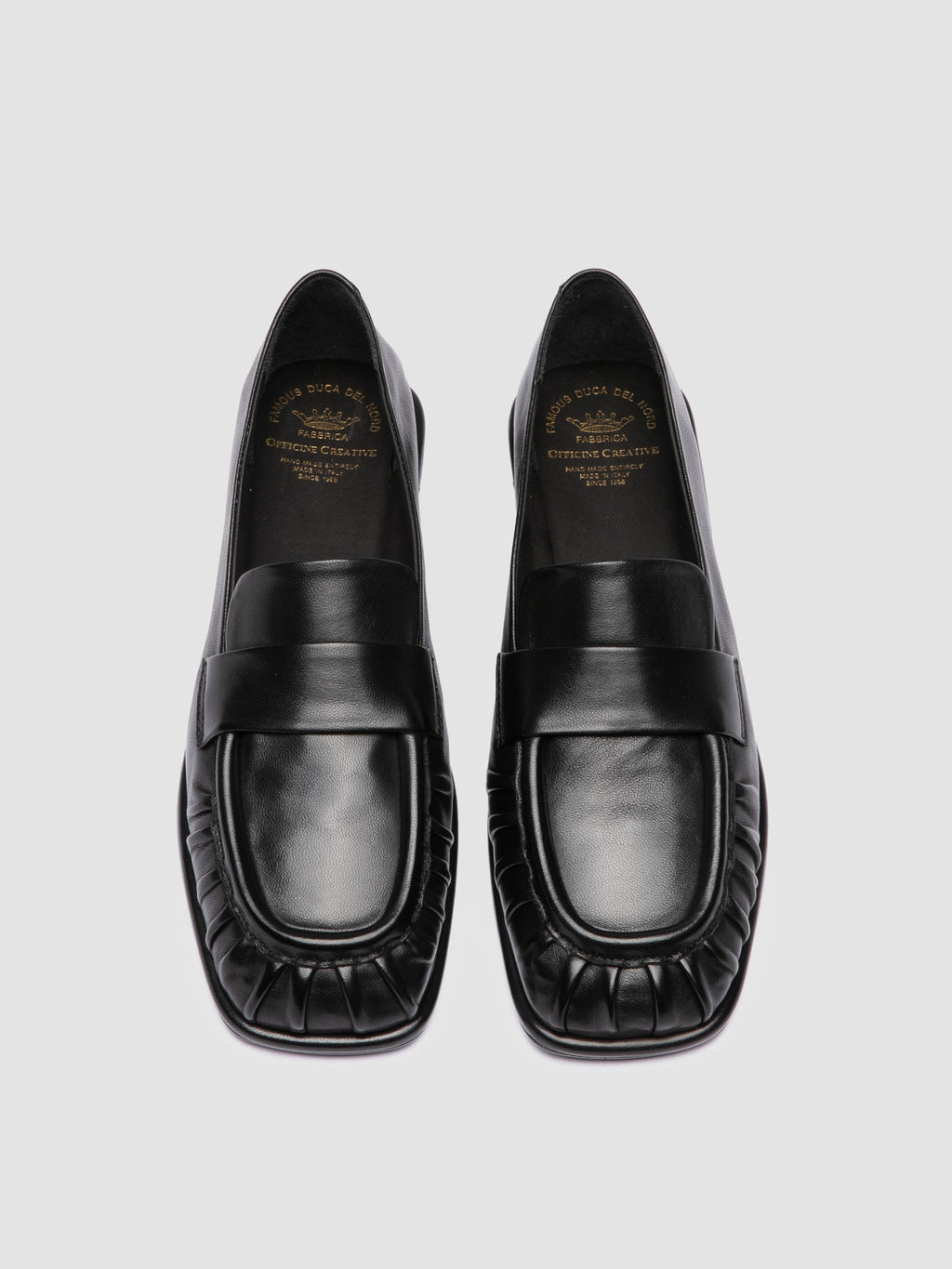 CLOVER 005_W - Black Leather Penny Loafers - image 2,side view