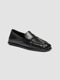 CLOVER 005_W - Black Leather Penny Loafers - thumb image 3,side view