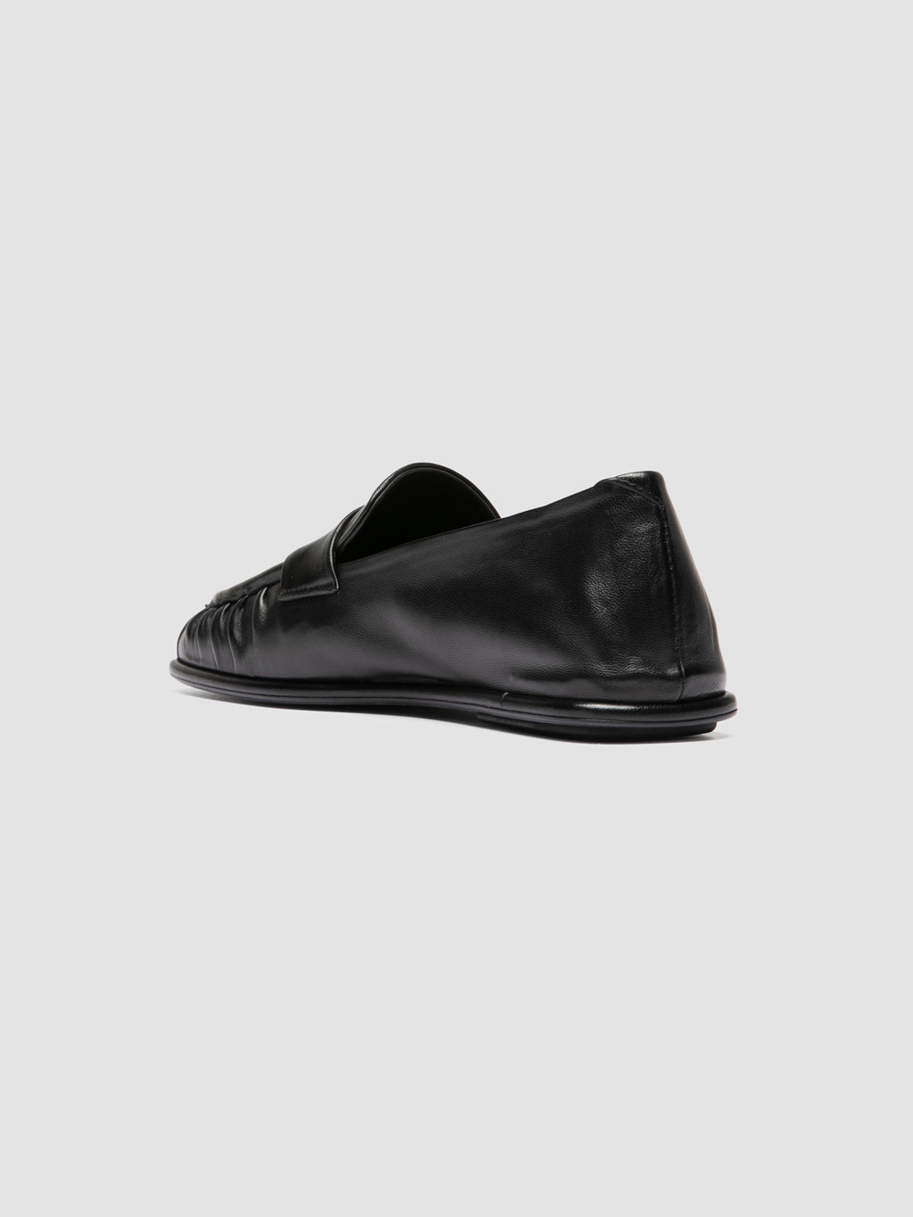 CLOVER 005_W - Black Leather Penny Loafers - image 4,side view