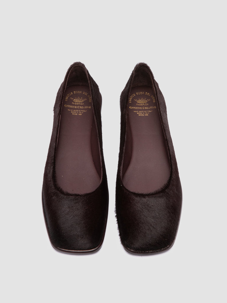 CLOVER 008_W - Burgundy Leather Ballerina Shoes