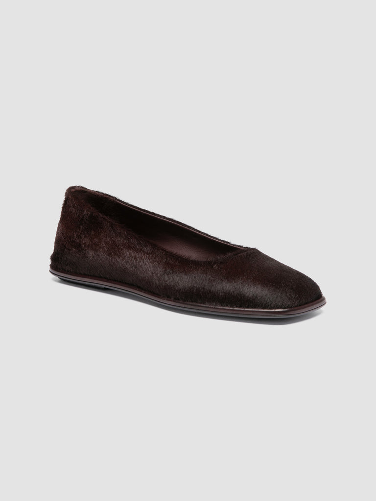 CLOVER 008_W - Burgundy Leather Ballerina Shoes