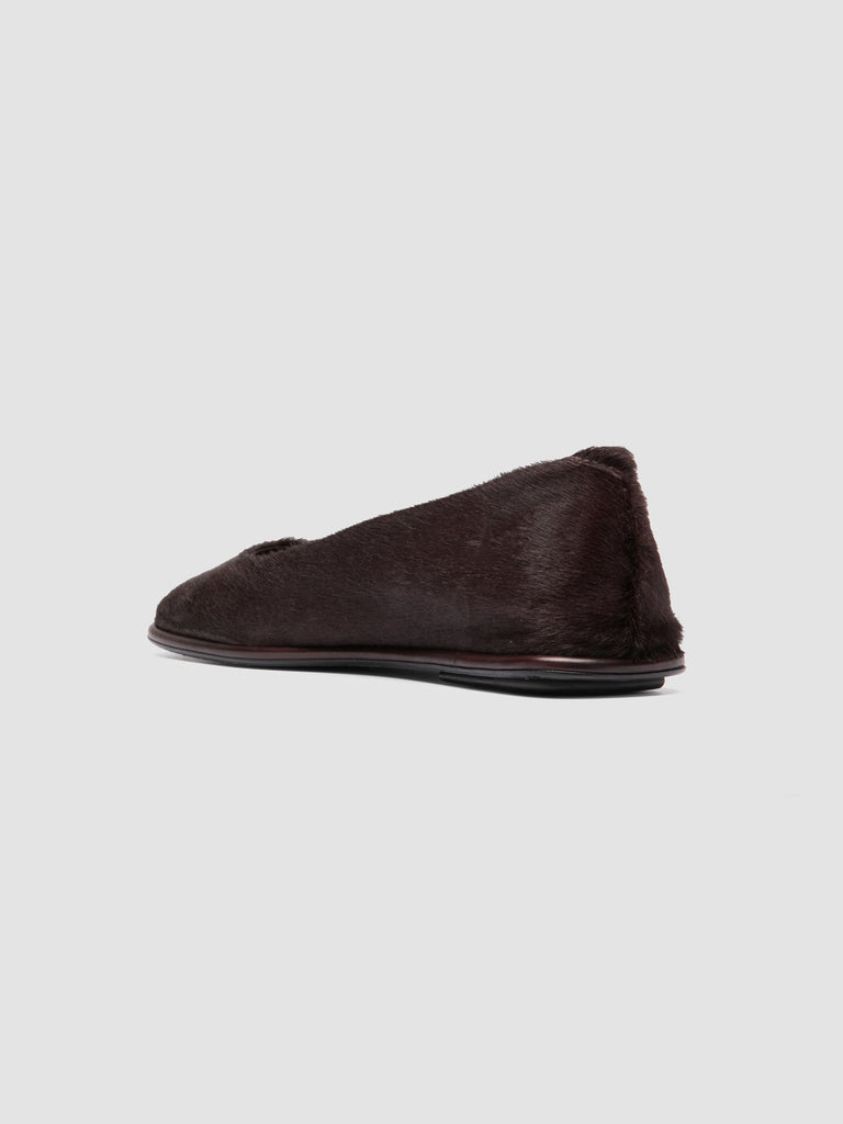 CLOVER 008_W - Burgundy Leather Ballerina Shoes